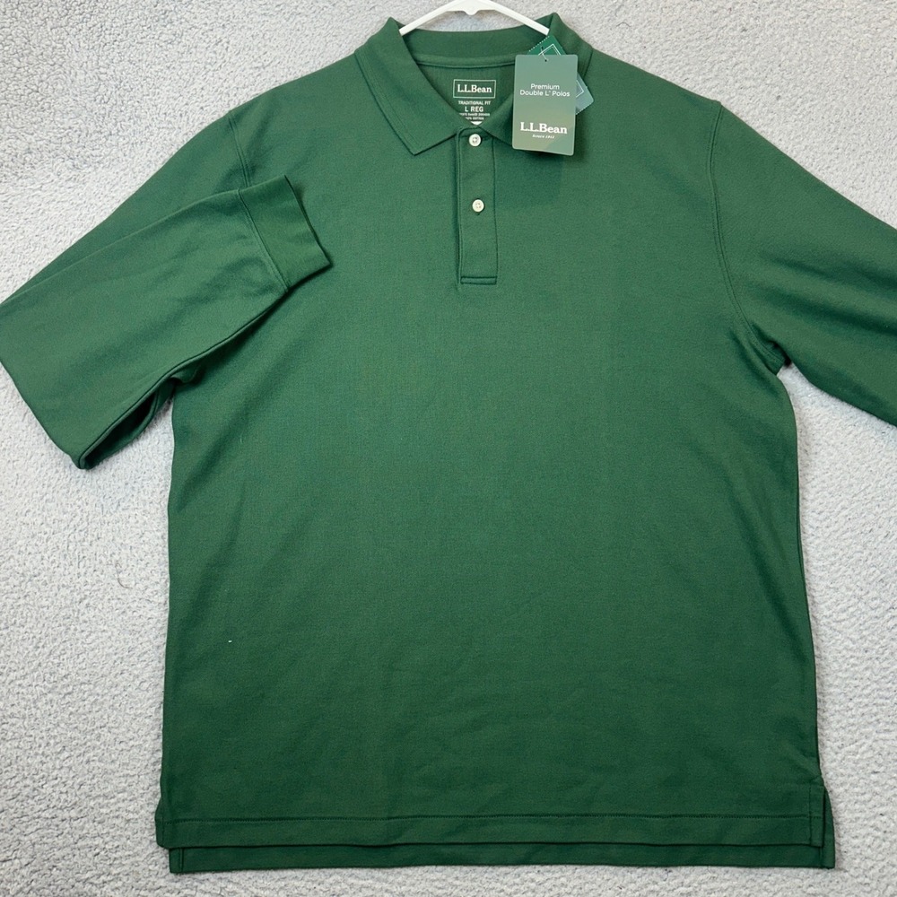 L.L. Bean Men's Dark Green Short-Sleeve Polo